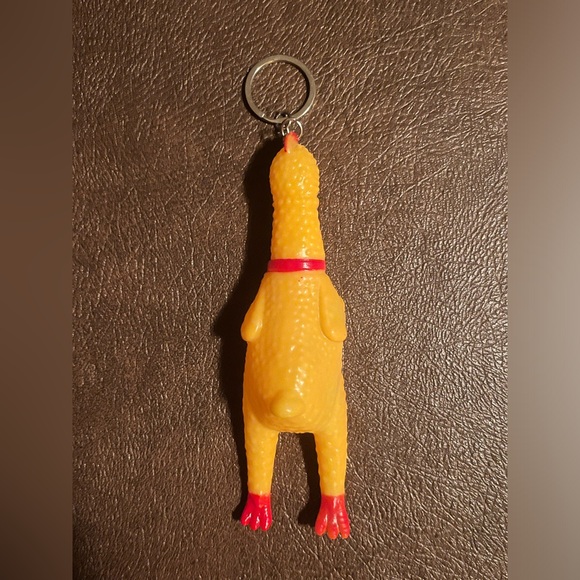 COPY - Cackling Rubber Chicken Keychain in Yellow and Red - Picture 3 of 5